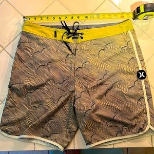 Hurley board shorts size 33 with a great black and yellow design.